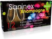 Saninex - condooms - 12 stuks - condooms met glijmiddel - transparant - extra sterk - xhampagne - crystal clear glitter