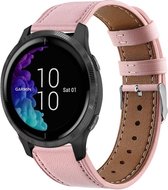 Leer Smartwatch bandje - Geschikt voor  Garmin Venu bandje leer - roze - Horlogeband / Polsband / Armband