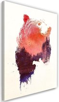 Schilderij beer in het bos, 2 maten, wit/rood (wanddecoratie)