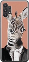 Samsung Galaxy A32 5G hoesje siliconen - Baby zebra - Soft Case Telefoonhoesje - Print / Illustratie - Roze