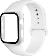Shop4 - Bandje met Case voor Apple Watch 5 44mm - Siliconen Wit