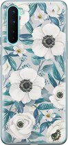 OnePlus Nord hoesje - Vlinders - Soft Case Telefoonhoesje - Bloemen - Blauw