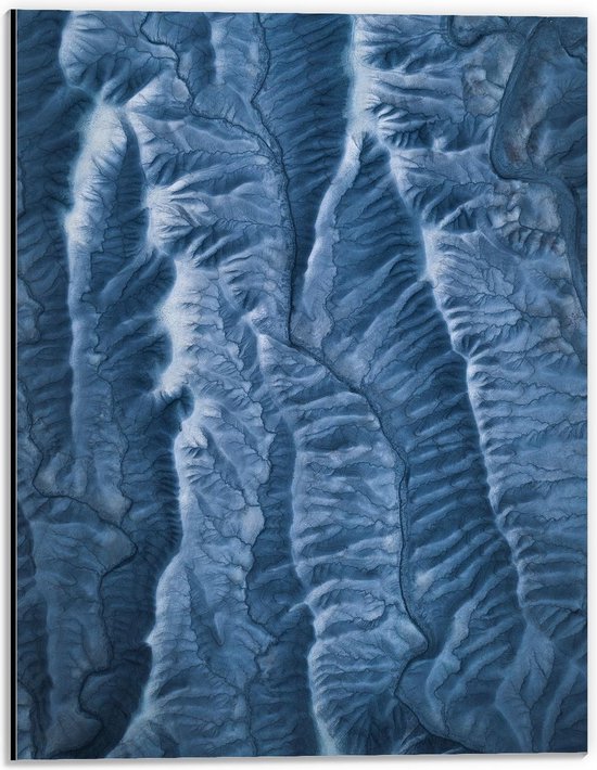 Dibond - Blauwe Kunst - 30x40cm Foto op Aluminium (Met Ophangsysteem)