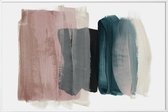 JUNIQE - Poster in kunststof lijst Minimalisme Roze en Blauw -