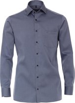 CASA MODA comfort fit overhemd - blauw twill - Strijkvrij - Boordmaat: 50
