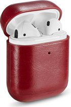 AirPods hoesjes van By Qubix - AirPods 1/2 hoesje Genuine Leather Series - hard case - rood