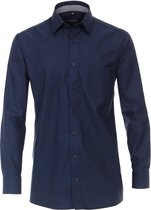 CASA MODA comfort fit overhemd - blauw structuur (contrast) - Strijkvrij - Boordmaat: 43