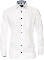 CASA MODA modern fit overhemd - wit (blauw contrast) - Strijkvriendelijk - Boordmaat: 46