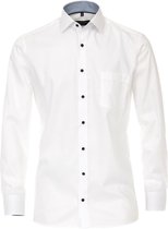 CASA MODA modern fit overhemd - wit (blauw contrast) - Strijkvriendelijk - Boordmaat: 46