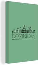 Skyline République Dominicaine sur fond vert 40x60 cm - Tirage photo sur toile (Décoration murale salon / chambre) / World Cities Canvas Peintures