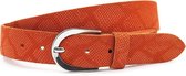 Thimbly Belts Dames riem kroko look oranje - dames riem - 3.5 cm breed - Oranje - Echt Leer - Taille: 105cm - Totale lengte riem: 120cm