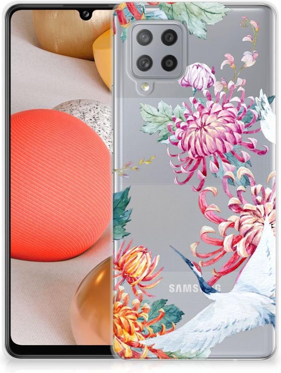 Samsung Galaxy A42 TPU Hoesje Bird Flowers