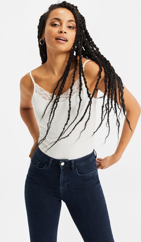 WE Fashion Dames singlet met kant - Maat S