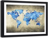 Foto in frame , wereld in Blauwe tinten 2 , 120x80cm , wanddecoratie , Premium print