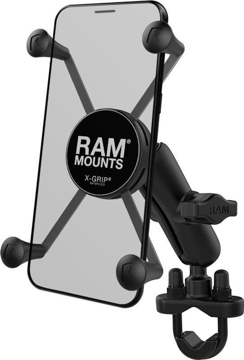 RAM Mounts X-Grip Universele Telefoon Houder Motor met Klem Zwart