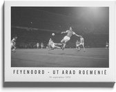 Walljar - Feyenoord - UT Arad Roemenië '70 - Zwart wit poster met lijst