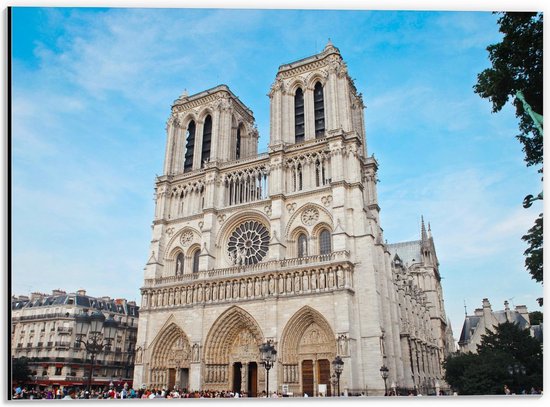 Dibond - Notre-Dame in Parijs - 40x30cm Foto op Aluminium (Wanddecoratie van metaal)