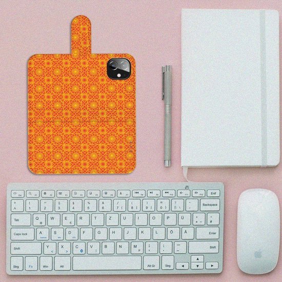 PU Premium Housse pour Apple iPhone 12 Mini Portefeuille Batik Orange