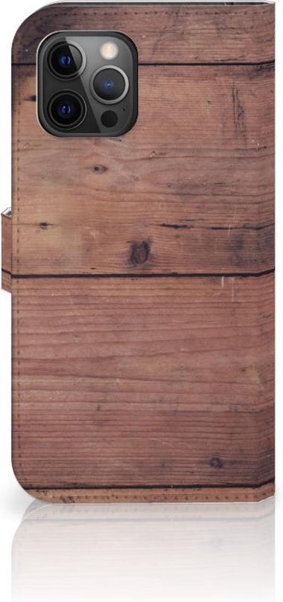 Apple iPhone 12 Pro Max Book Style Case Old Wood