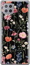 Samsung Galaxy A42 hoesje siliconen - Dark flowers - Soft Case Telefoonhoesje - Print / Illustratie - Goud