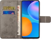 Hoesje Wallet Case met Vlinder Print Grijs Geschikt voor Samsung Galaxy S21