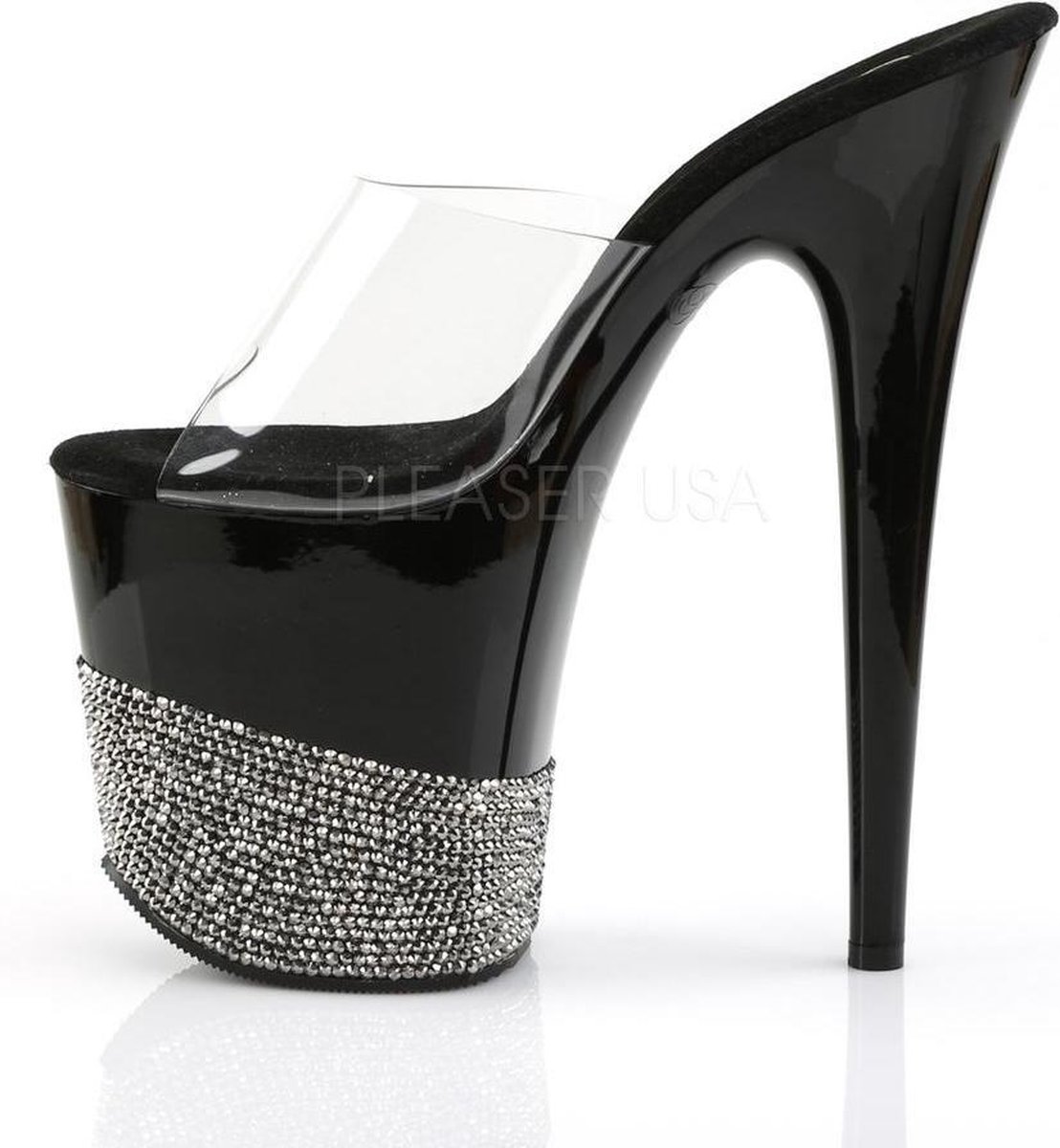 Flamingo-801-3 peeptoe plateau slipper sandaal met stiletto hak en  kristallen detail | bol.com