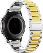 Stalen Smartwatch bandje - Geschikt voor  Garmin Vivoactive 4 stalen band - 45mm - zilver/goud - Horlogeband / Polsband / Armband