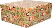 3x Scrolls Papier d'emballage de Noël imprimé marron 2,5 x 0, 7m op rol 70 grammes - Papier de Luxe papier cadeau / papier d'emballage - Noël