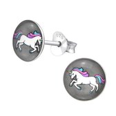 Aramat jewels ® - 925 sterling zilveren logo kinder oorbellen eenhoorn