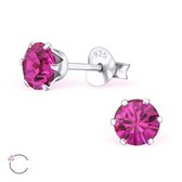 Aramat jewels ® - Oorbellen rond swarovski elements kristal 925 zilver roze 5mm