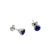 Aramat jewels ® - Zweerknopjes kristal donker blauw zilverkleurig chirurgisch staal 7mm unisex