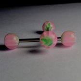 Tongpiercing acryl roze groen