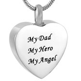 Stalen ashanger zilver hart my dad. My hero. My angel