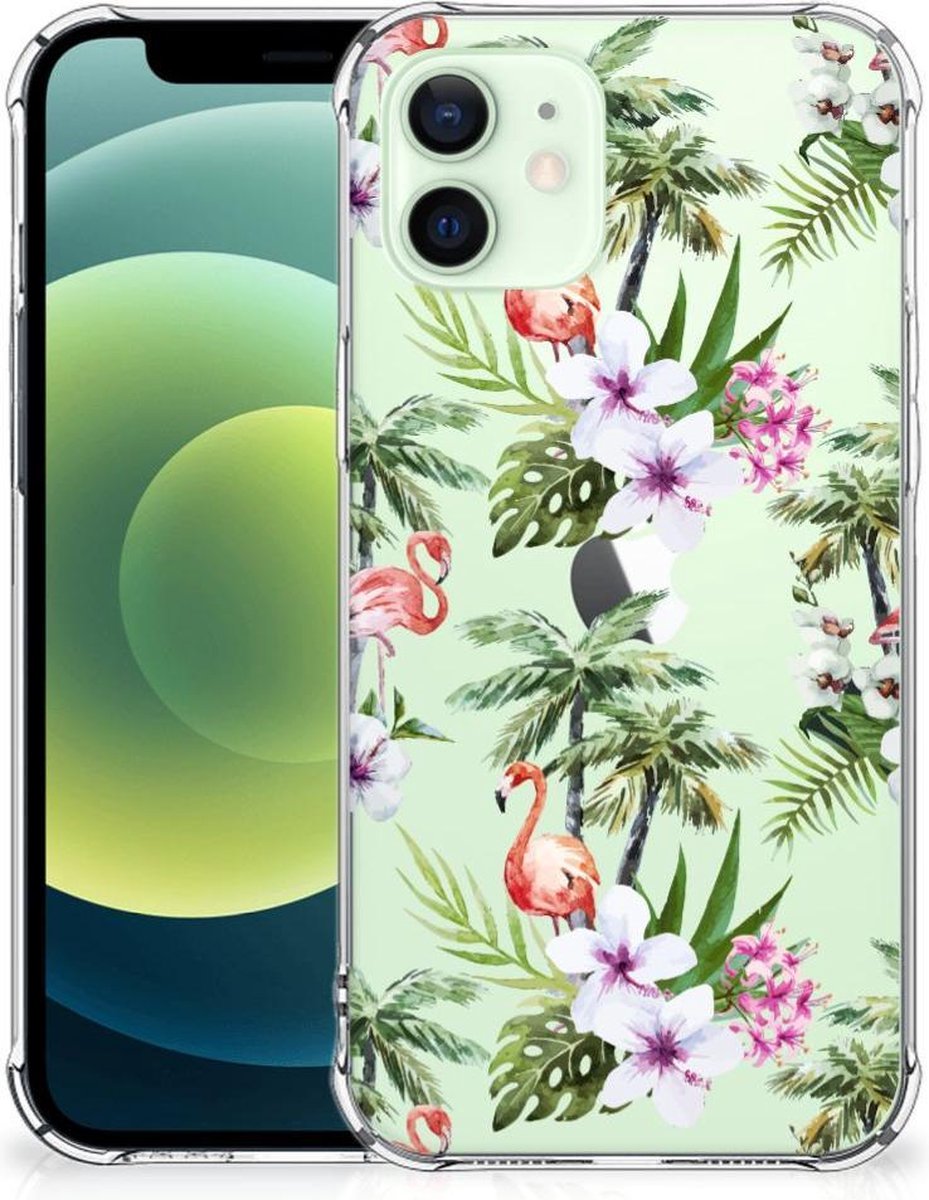 iPhone 12 Mini Case Anti-shock Flamingo Palms