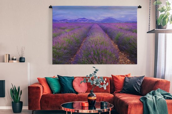 Tapisserie La lavande - Champs de lavande au crépuscule Tapisserie en coton 180x120 cm - Tapisserie avec photo XXL / Groot format!