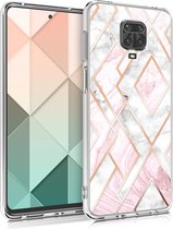 kwmobile telefoonhoesje voor Xiaomi Redmi Note 9S / 9 Pro / 9 Pro Max - Hoesje voor smartphone in roségoud / wit / oudroze - Glory Mix Gekleurd Marmer design