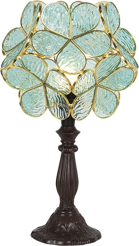 LumiLamp Tiffany Tafellamp 43 cm Groen Glas Bloem Tiffany Bureaulamp