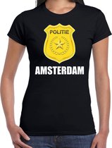 Politie embleem Amsterdam t-shirt zwart voor dames - politie - verkleedkleding / carnaval kostuum XL