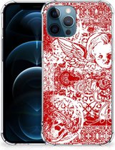 Telefoonhoesje  iPhone 12 | 12 Pro Hippe Hoesjes met transparante rand Angel Skull Red