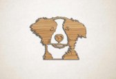 Wanddecoratie - Border Collie puppy - M - 60x80cm - Eiken - muurdecoratie - Line Art