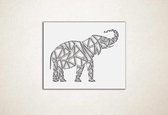 Line Art - Olifant vierkant 2 - M - 60x75cm - Wit - geometrische wanddecoratie