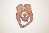 Wanddecoratie - Vrolijke Border Collie hond - S - 60x44cm - Multiplex - muurdecoratie - Line Art