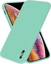 ShieldCase geschikt voor Apple iPhone X / Xs vierkante silicone case - aqua - Siliconen hoesje - Shockproof case hoesje - Backcover case - Bescherming
