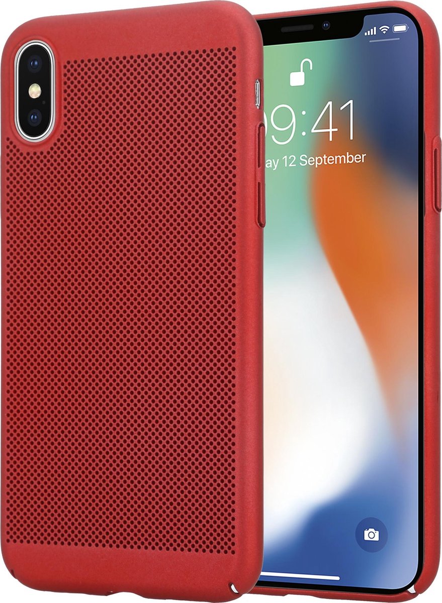 ShieldCase geschikt voor Apple iPhone X / Xs dun design hoesje - rood - Dun hoesje - Ultra dunne case - Backcover hoesje - Shockproof dun hoesje iPhone