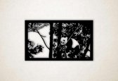 Wanddecoratie - Wandpaneel - panda in boom - L - 65x109cm - Zwart - muurdecoratie - Line Art