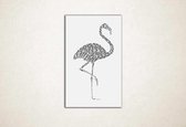 Line Art - Flamingo vierkant - S - 60x37cm - Wit - geometrische wanddecoratie