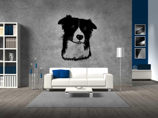 Décoration murale - Curious Border Collie - S - 55x45cm - décoration murale - Line Art