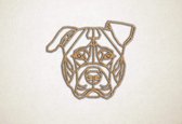 Line Art - Hond - Pitbull - XS - 25x29cm - Eiken - geometrische wanddecoratie