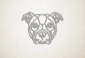 Line Art - Hond - Amerikaanse Bulldog - M - 60x79cm - Wit - geometrische wanddecoratie