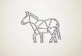 Line Art - Paard 1 - M - 60x77cm - Wit - geometrische wanddecoratie